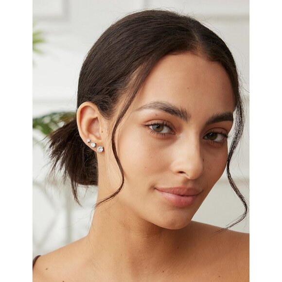 6 Pairs Hypoallergenic CZ Stud Earrings Set - Stainless Steel, 3-8mm - Picture 9 of 9